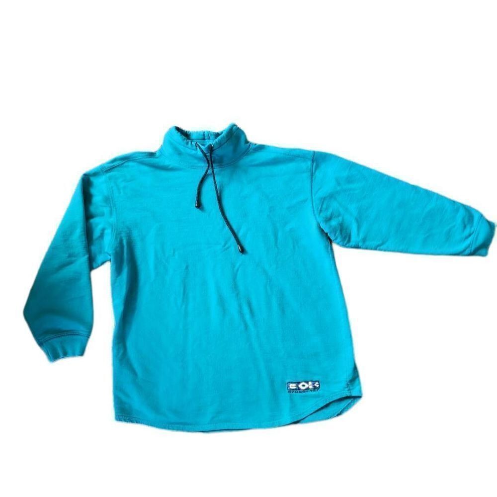 Catalina sport tech vintage 90s teal pullover cowl neck sweatshirt turquoise